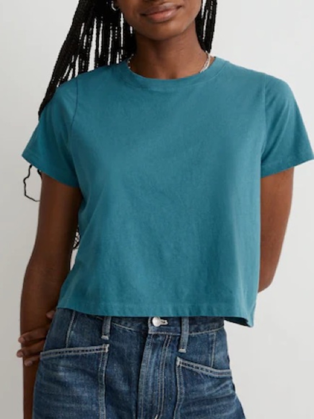 Madewell Teal Cropped Crew Tee